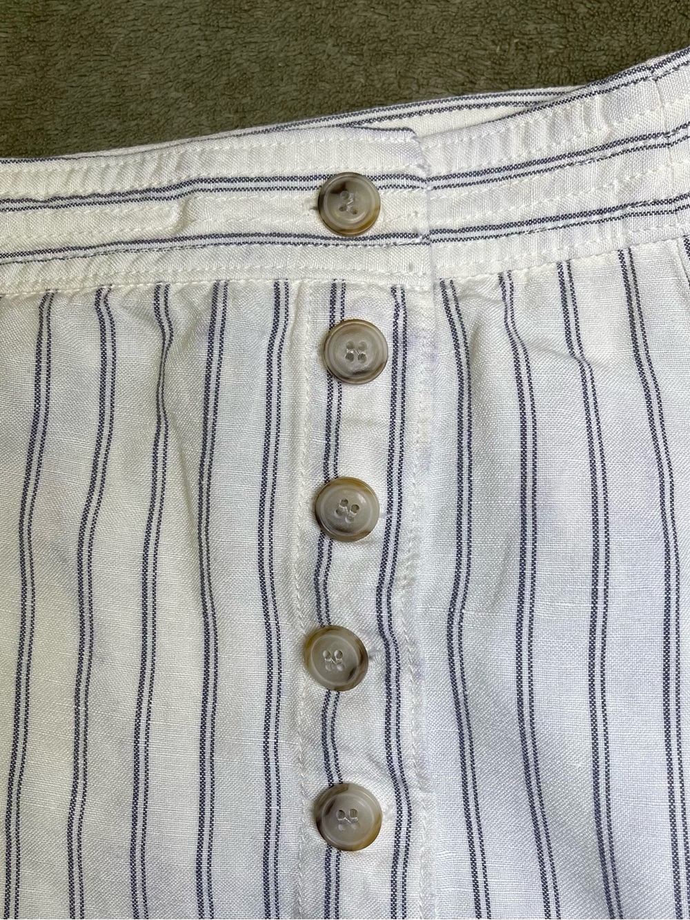 Madewell Linen-Blend Pinstripe Button-Front A-Line Midi Skirt Size 2 - Picture 6 of 9